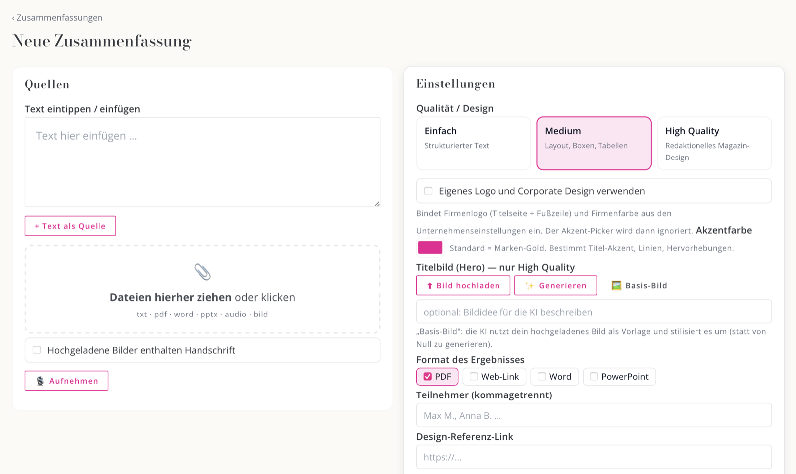 Briefly Editor — Quellen einwerfen